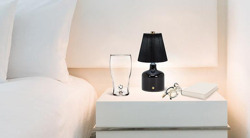Small LED Lamp with Pleated Shade